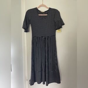 Elegant Striped Midi Dress